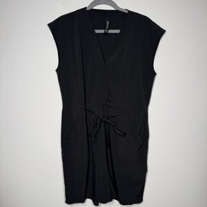 Athleta Black Sleeveless Wrap Athletic Romper Pockets